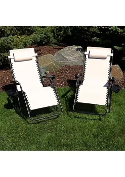 Brand new 🎁 Sunnydaze Oversized Zero Gravity Lounge Chair & Cup Holder - Set of 2 - Beige by Sunnydaze Decor 😍 -Sunnydaze Decor Shop Belk 6313