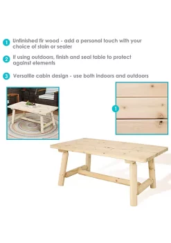 Promo 🎁 Rustic Wooden Rectangular Coffee Table - Unfinished - 41.75 in by Sunnydaze Decor 🧨 -Sunnydaze Decor Shop Belk 6344