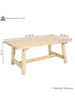 Promo 🎁 Rustic Wooden Rectangular Coffee Table - Unfinished - 41.75 in by Sunnydaze Decor 🧨 -Sunnydaze Decor Shop Belk 6345