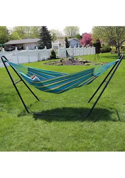 Budget ⌛ 2-Person Cotton Hammock with Universal Steel Stand - Sea Grass by Sunnydaze Decor 👍
