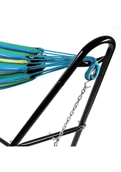 Budget ⌛ 2-Person Cotton Hammock with Universal Steel Stand - Sea Grass by Sunnydaze Decor 👍 -Sunnydaze Decor Shop Belk 6349