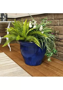 Cheapest 🔥 18 in Studio High-Fired Glazed Ceramic Planter - Imperial Blue by Sunnydaze Decor 🌟
