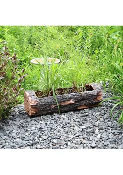 Cheap 😀 35 in Polyresin Rustic Outdoor Raised Log Flower Pot Planter by Sunnydaze Decor 🛒