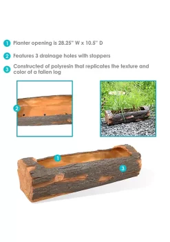 Cheap 😀 35 in Polyresin Rustic Outdoor Raised Log Flower Pot Planter by Sunnydaze Decor 🛒 -Sunnydaze Decor Shop Belk 6370