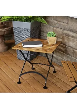 Hot Sale 💯 European Chestnut Wood Folding Square Side Table - 20 in - Brown by Sunnydaze Decor ⌛