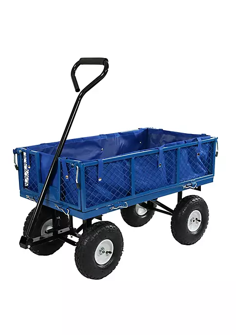 New 🎉 Blue Small Steel Garden Cart with Folding Sides/Polyester Liner by Sunnydaze Decor ✨ 4 New 🎉 Blue Small Steel Garden Cart with Folding Sides/Polyester Liner by Sunnydaze Decor ✨ - Image 2