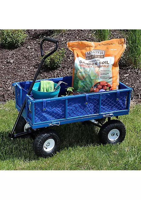 New 🎉 Blue Small Steel Garden Cart with Folding Sides/Polyester Liner by Sunnydaze Decor ✨ 6 New 🎉 Blue Small Steel Garden Cart with Folding Sides/Polyester Liner by Sunnydaze Decor ✨ - Image 4