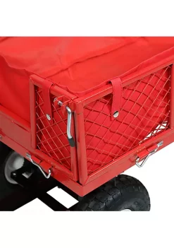 New 🥰 Red Small Steel Garden Cart with Folding Sides/Polyester Liner by Sunnydaze Decor 🛒 -Sunnydaze Decor Shop Belk 6395
