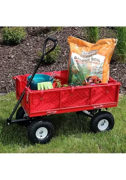 New 🥰 Red Small Steel Garden Cart with Folding Sides/Polyester Liner by Sunnydaze Decor 🛒 -Sunnydaze Decor Shop Belk 6396