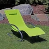 Outlet 🤩 Sling Outdoor Rocking Wave Lounger with Pillow - Green by Sunnydaze Decor ⌛ -Sunnydaze Decor Shop Belk 6397