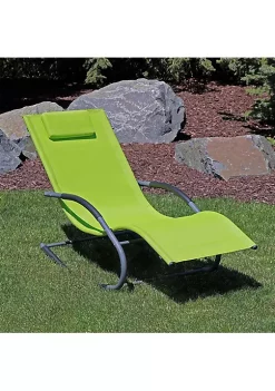 Outlet 🤩 Sling Outdoor Rocking Wave Lounger with Pillow - Green by Sunnydaze Decor ⌛ -Sunnydaze Decor Shop Belk 6400