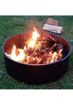 Deals 🥰 34 in Steel Fire Pit Ring with Swivel Cooking Grate/Poker by Sunnydaze Decor 🥰