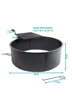Deals 🥰 34 in Steel Fire Pit Ring with Swivel Cooking Grate/Poker by Sunnydaze Decor 🥰 -Sunnydaze Decor Shop Belk 6405