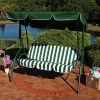 Flash Sale 🛒 Sunnydaze 3-Person Striped Seat Canopy Patio Swing - Green by Sunnydaze Decor 😉 -Sunnydaze Decor Shop Belk 6407