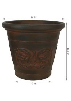 Hot Sale 👏 16 in Arabella Dual-Wall Polyresin Planter - Rust - Set of 4 by Sunnydaze Decor 😍 -Sunnydaze Decor Shop Belk 6415
