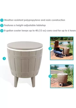 Best Sale 👏 10 gal Faux Wood Outdoor Patio Cooler with Tabletop - Driftwood by Sunnydaze Decor ⌛ -Sunnydaze Decor Shop Belk 6431