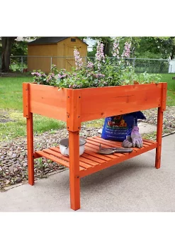 Promo 🌟 Stained Wooden Raised Garden Bed Planter Box with Shelf - 42 in by Sunnydaze Decor 🔥 -Sunnydaze Decor Shop Belk 6456