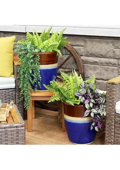 Cheap 🎉 Captivating Vista Ceramic Planter - 11.5" - Beachcomber - Set of 2 by Sunnydaze Decor 🔔