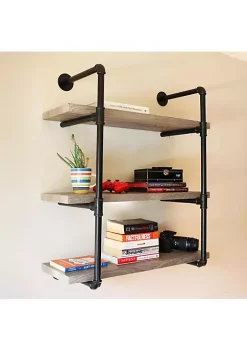 Top 10 ❤️ 3-Tier Industrial Black Pipe Wall Hanging Bookshelf - Oak Gray by Sunnydaze Decor 🎁 -Sunnydaze Decor Shop Belk 6494