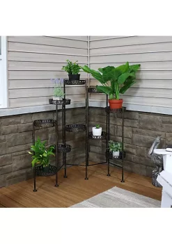 Cheap 🎁 Bronze Steel 10-Tier Staggered Folding Plant Stand - 46.5 in by Sunnydaze Decor ❤️ -Sunnydaze Decor Shop Belk 6522