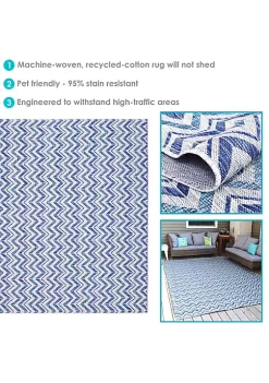 Discount 🌟 Chevron Dreams Outdoor Area Rug - Blue/Gray - 8 ft x 10 ft by Sunnydaze Decor 😉 -Sunnydaze Decor Shop Belk 6552