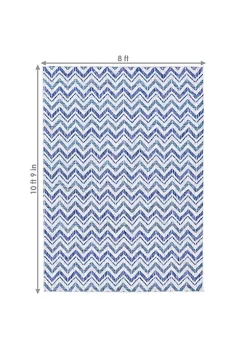 Discount 🌟 Chevron Dreams Outdoor Area Rug - Blue/Gray - 8 ft x 10 ft by Sunnydaze Decor 😉 -Sunnydaze Decor Shop Belk 6553