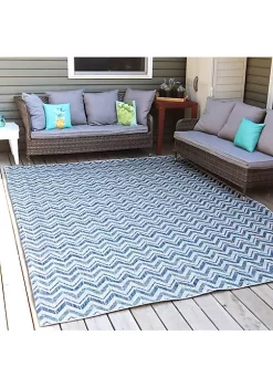 Discount 🌟 Chevron Dreams Outdoor Area Rug - Blue/Gray - 8 ft x 10 ft by Sunnydaze Decor 😉 -Sunnydaze Decor Shop Belk 6554