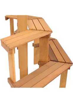 Flash Sale ✨ Meranti Wood/Teak Oil Finish 3-Tier Curved Plant Stand - 5.75 ft by Sunnydaze Decor 🤩 -Sunnydaze Decor Shop Belk 6563