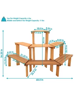 Flash Sale ✨ Meranti Wood/Teak Oil Finish 3-Tier Curved Plant Stand - 5.75 ft by Sunnydaze Decor 🤩 -Sunnydaze Decor Shop Belk 6565
