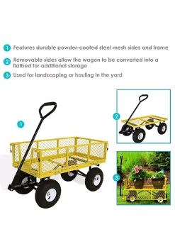 Best Pirce 🤩 Small Heavy-Duty Steel Garden Cart with Removable Sides - Yellow by Sunnydaze Decor ✨ -Sunnydaze Decor Shop Belk 6576