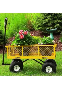 Best Pirce 🤩 Small Heavy-Duty Steel Garden Cart with Removable Sides - Yellow by Sunnydaze Decor ✨ -Sunnydaze Decor Shop Belk 6578