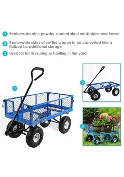New 🧨 Small Heavy-Duty Steel Garden Cart with Removable Sides - Blue by Sunnydaze Decor 💯 -Sunnydaze Decor Shop Belk 6582