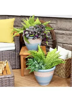 New 🌟 Purlieu Ceramic Planter - 12" - Shoreline - Set of 2 by Sunnydaze Decor 🥰