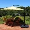 Deals 🔥 Sunnydaze Offset Outdoor Patio Umbrella with Crank - 9-Foot - Pale Buttercup by Sunnydaze Decor 😍