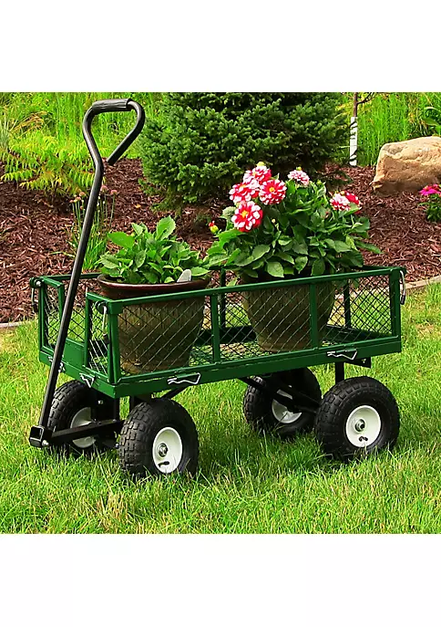 Buy ❤️ Small Heavy-Duty Steel Garden Cart with Removable Sides - Green by Sunnydaze Decor 😉 3 Buy ❤️ Small Heavy-Duty Steel Garden Cart with Removable Sides - Green by Sunnydaze Decor 😉