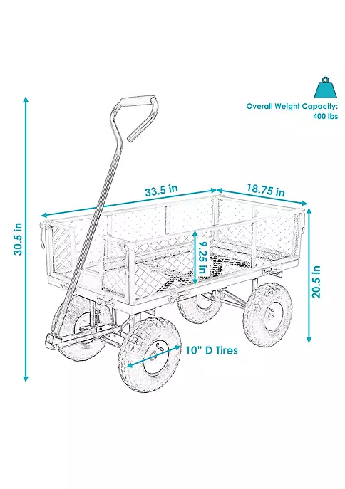 Buy ❤️ Small Heavy-Duty Steel Garden Cart with Removable Sides - Green by Sunnydaze Decor 😉 7 Buy ❤️ Small Heavy-Duty Steel Garden Cart with Removable Sides - Green by Sunnydaze Decor 😉 - Image 5