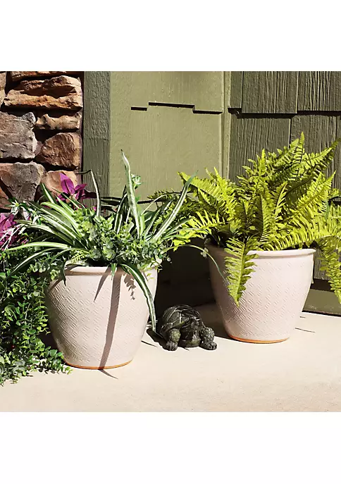 Best Sale โ๏ธ 11 in Ocean Villa Glazed Ceramic Planter - Pearl - Set of 2 by Sunnydaze Decor ๐ 3 Best Sale โ๏ธ 11 in Ocean Villa Glazed Ceramic Planter - Pearl - Set of 2 by Sunnydaze Decor ๐