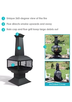 Cheap 👍 Steel Wood Burning 360-View Chiminea with Log Grate/Poker - 57 in by Sunnydaze Decor 🥰 -Sunnydaze Decor Shop Belk 670