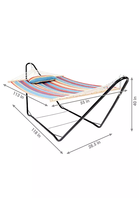 Promo 🤩 2-Person Cotton Hammock with Steel Stand and Pillow - Wildberry by Sunnydaze Decor 😍 7 Promo 🤩 2-Person Cotton Hammock with Steel Stand and Pillow - Wildberry by Sunnydaze Decor 😍 - Image 5