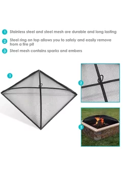 New ⭐ 31 in Square Steel Mesh Fire Pit Spark Screen by Sunnydaze Decor 🛒 -Sunnydaze Decor Shop Belk 6721