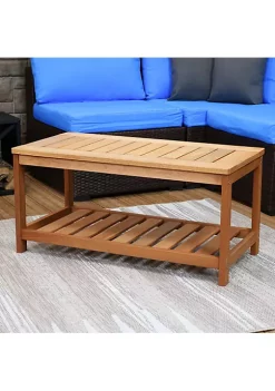 Coupon ๐ 35.25 in Meranti Wood Rectangular Patio Coffee Table with Shelf by Sunnydaze Decor ๐งจ