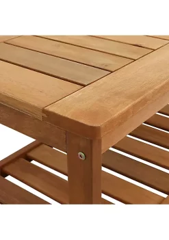 Coupon 🔔 35.25 in Meranti Wood Rectangular Patio Coffee Table with Shelf by Sunnydaze Decor 🧨 -Sunnydaze Decor Shop Belk 6726