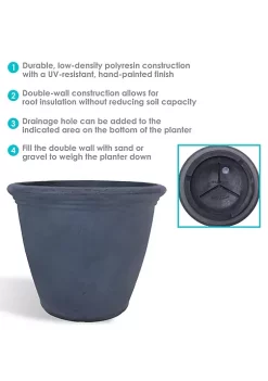 Discount 👍 20 in Anjelica Dual-Wall Polyresin Planter - Slate - Set of 2 by Sunnydaze Decor 😀 -Sunnydaze Decor Shop Belk 6732