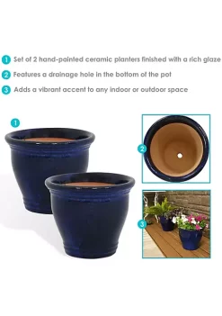 Hot Sale ๐ 11 in Studio Glazed Ceramic Planter - Imperial Blue - Set of 2 by Sunnydaze Decor ๐คฉ 11 Hot Sale ๐ 11 in Studio Glazed Ceramic Planter - Imperial Blue - Set of 2 by Sunnydaze Decor ๐คฉ -Sunnydaze Decor Shop Belk 6756