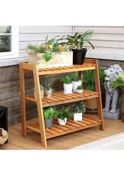 Cheapest 🎁 3-Tier Meranti Wood Plant Stand with Teak Oil Finish - 36 in by Sunnydaze Decor 👍 -Sunnydaze Decor Shop Belk 6788