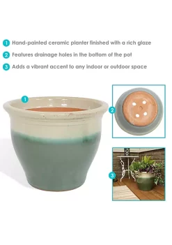 Outlet 🔥 18 in Studio High-Fired Glazed Ceramic Planter - Seafoam by Sunnydaze Decor 🔔 -Sunnydaze Decor Shop Belk 6792