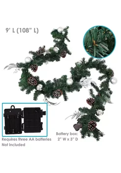 New 👏 9 ft Pre-Lit Silver Winter Artificial 🔔 Christmas Garland by Sunnydaze Decor ❤️ -Sunnydaze Decor Shop Belk 681