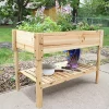 Top 10 ✨ Wooden Raised Garden Bed Planter Box with Shelf - 42 in by Sunnydaze Decor ⌛