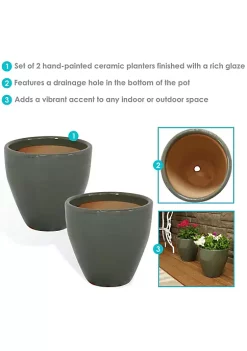 Brand new 🧨 Sunnydaze Resort Ceramic Indoor/Outdoor Planter - Gray - 10-Inch - Set of 2 by Sunnydaze Decor 👏 -Sunnydaze Decor Shop Belk 6826
