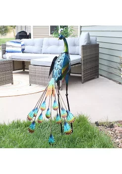Budget 🛒 Peacock Metal Outdoor Garden Statue by Sunnydaze Decor ⭐